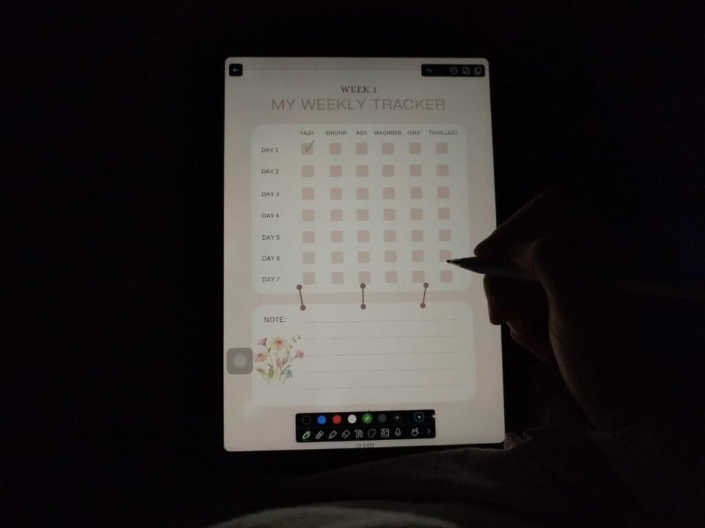 Ipad showing digital weekly planner